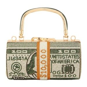 •Roll in the Dough• Money Stacks Rhinestone Clutch